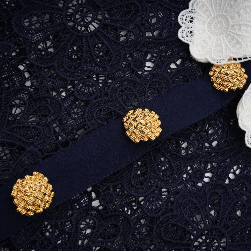 Self-Portrait navy floral guipure-lace midi dress - Picture 8 of 13